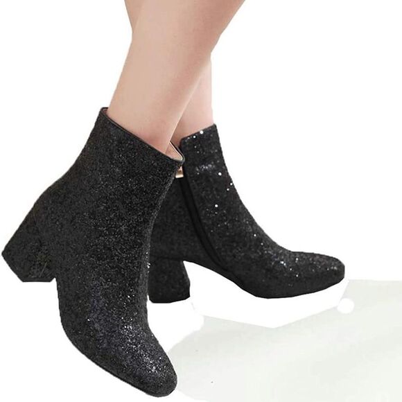 NWT Wool + Pepper Co. Glitter Heeled Booties - Picture 6 of 11